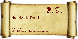 Mazák Deli névjegykártya